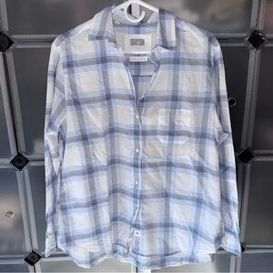 GRAYSON The Hero White & Blue Plaid Long Sleeve Button Down Shirt Size 04 = L